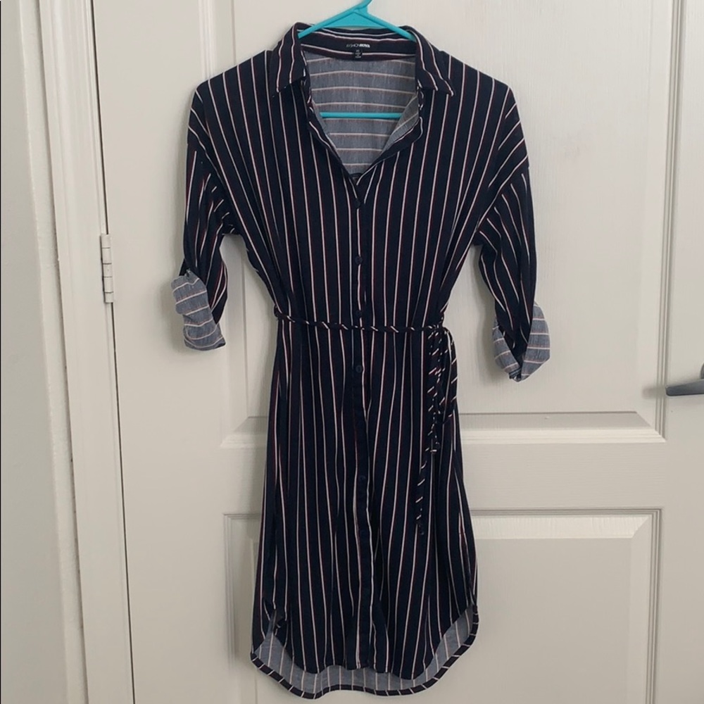 Fashion Nova Navy Blue Pin-Striped Dress 💈📥